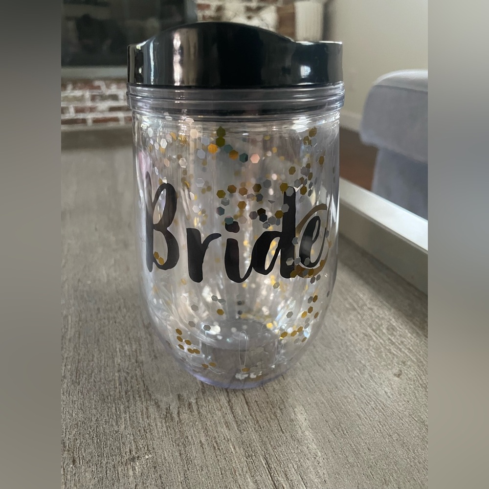Bride Confetti Tumbler with Black Lid